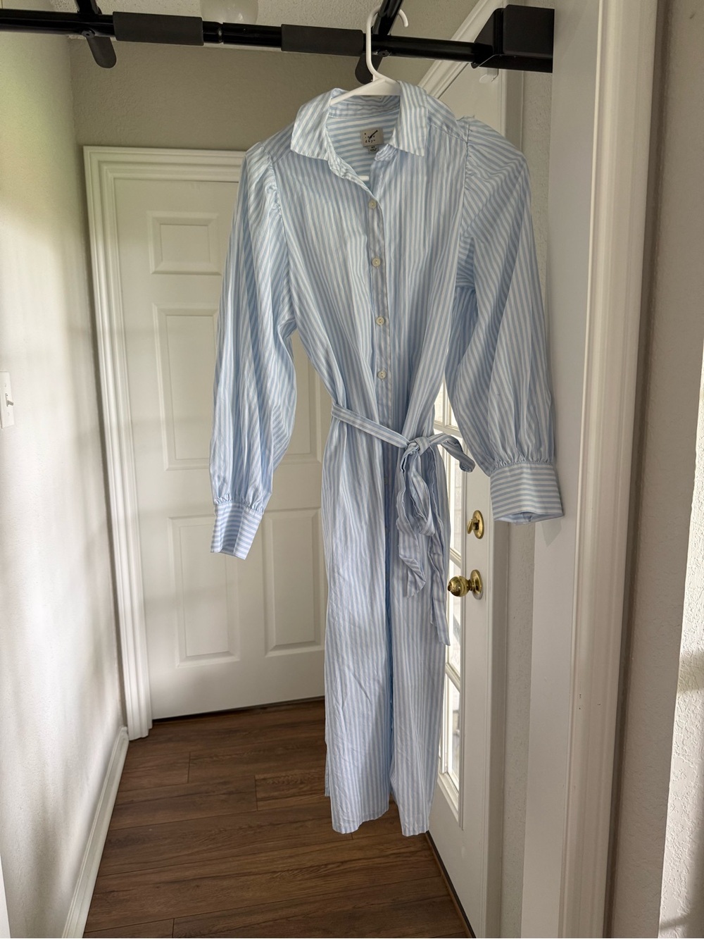 a new day Light Blue and White Striped Shirt Dress